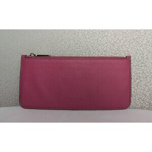 Coach Slim Skinny Pebbled Leather Wallet Pouch Card Holder Pink Silver